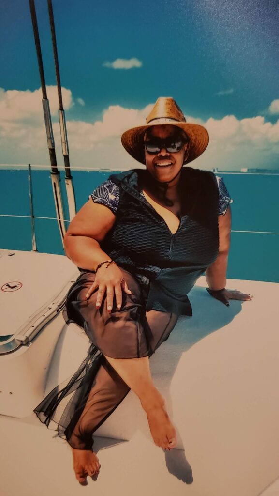 Beautiful Black Girl on Catamaran